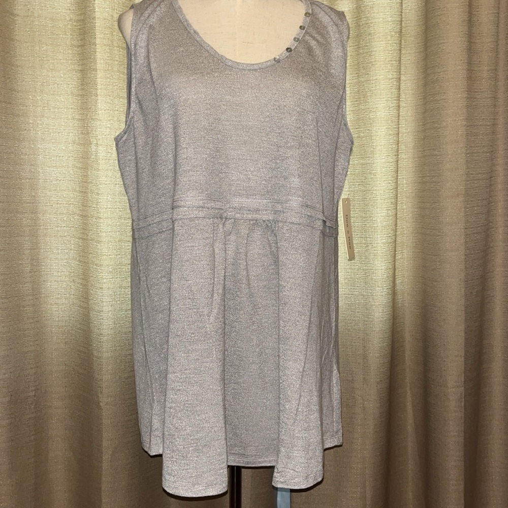 Doe & Rae Gray Sleeveless Top Scoop Neck Collar Womens Plus Size 2X